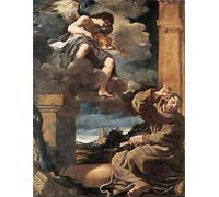 XcBAIHOUD Famoso Immagini Moderni Quadri Tele Stampe San Francisco con un ángel tocando el violín de Guercino per la Decorazione Domestica dell'ufficio 60x90cm