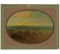 XcBAIHOUD Famoso Immagini Moderni Quadri Tele Stampe Una aldea de cuervos en el río Salmon de George Catlin per la Decorazione Domestica dell'ufficio 60x90cm