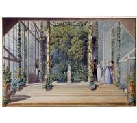 XcBAIHOUD Famoso Immagini Moderni Quadri Tele Stampe una visita al invernadero cálido del castillo de Malmaison Aquarelle de Auguste Simon Garneray per la Decorazione Domestica dell'ufficio 60x90cm