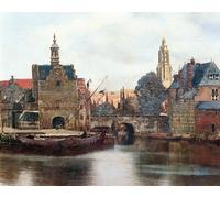 XcBAIHOUD Famoso Immagini Moderni Quadri Tele Stampe Vista de Delft Óleo sobre lienzo Detalle de Jan Vermeer Van Delft per la Decorazione Domestica dell'ufficio 60x90cm