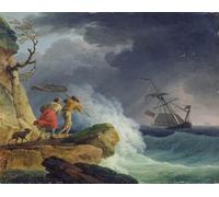 XcBAIHOUD Famoso Poster Stampa Poster Arte Muraria Escena costera en una tormenta de Claude Vernet per la Decorazione Domestica dell'ufficio 60x90cm