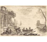 XcBAIHOUD Famoso Poster Stampa Poster Arte Muraria Escena del puerto con sol naciente de Claude Lorrain per la Decorazione Domestica dell'ufficio 60x90cm