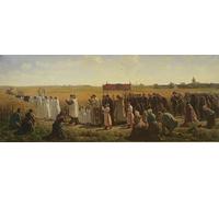 XcBAIHOUD Famoso Poster Stampa Poster Arte Muraria La bendición del trigo en el Artois de Jules Breton per la Decorazione Domestica dell'ufficio 60x90cm