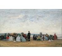 XcBAIHOUD Famoso Poster Stampa Poster Arte Muraria la playa cerca de Trouville de Eugene Louis Boudin per la Decorazione Domestica dell'ufficio 60x90cm