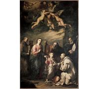 XcBAIHOUD Famoso Poster Stampa Poster Arte Muraria la sagrada familia con san bruno de colonia y otros santos de jusepe de ribera per la Decorazione Domestica dell'ufficio 60x90cm