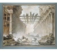 XcBAIHOUD Famoso Poster Stampa Poster Arte Muraria Rebaño en las ruinas de un templo de dibujo de Hubert Robert per la Decorazione Domestica dell'ufficio 60x90cm