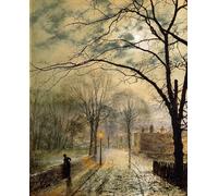 XcBAIHOUD Famoso Poster Stampa Poster Arte Muraria un paseo a la luz de la luna Bonchurch Isla de Wight por per la Decorazione Domestica dell'ufficio 60x90cm
