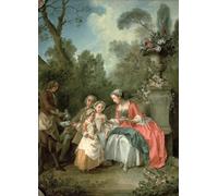 XcBAIHOUD Famoso Poster Stampa Poster Arte Muraria una dama y un caballero en el jardín con dos niños de Nicolas Lancret per la Decorazione Domestica dell'ufficio 60x90cm