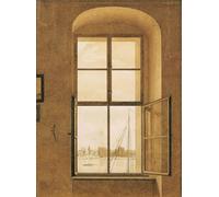 XcBAIHOUD Famoso Poster Stampa Poster Arte Muraria Vista desde la ventana de la ventana derecha del estudio del artista - por Caspar David Friedrich per la Decorazione Domestica dell'ufficio 60x90cm