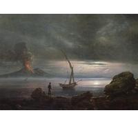 XcBAIHOUD Famoso Poster Stampa Poster Arte Muraria Volcán al anochecer en Sicilia de Johan Christian Dahl per la Decorazione Domestica dell'ufficio 60x90cm