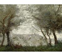 XcBAIHOUD Famoso Quadri Murale Artistiche Tela el estanque en ville-d'avray a través de los árboles de Jean Baptiste Camille Corot per la Decorazione Domestica dell'ufficio 60x90cm