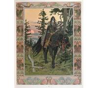 XcBAIHOUD Famoso Quadri Murale Artistiche Tela el jinete negro un episodio de la historia rusa vasilissa la hermosa de Ivan Yakovlevich Bilibin per la Decorazione Domestica dell'ufficio 60x90cm