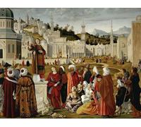 XcBAIHOUD Famoso Quadri Murale Artistiche Tela el Sermón de San Esteban en Jerusalén de Vittore Carpaccio per la Decorazione Domestica dell'ufficio 60x90cm