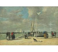 XcBAIHOUD Famoso Quadri Murale Artistiche Tela en el embarcadero de Eugene Louis Boudin per la Decorazione Domestica dell'ufficio 60x90cm