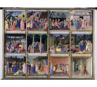 XcBAIHOUD Famoso Quadri Murale Artistiche Tela Escenas de la vida de Cristo Tres del Tesoro de Plata de la Santissima Annunziata de Fra Angelico per la Decorazione Domestica dell'ufficio 60x90cm
