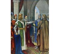 XcBAIHOUD Famoso Quadri Murale Artistiche Tela Federico Barbarroja y Arnoldo de Brescia de Tancredi Scarpelli per la Decorazione Domestica dell'ufficio 60x90cm