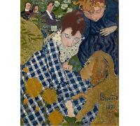 XcBAIHOUD Famoso Quadri Murale Artistiche Tela Mujeres con un perro de Pierre Bonnard per la Decorazione Domestica dell'ufficio 60x90cm