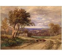XcBAIHOUD Famoso Quadri Murale Artistiche Tela Priorato de Lanercost por Vandyke Copley Fielding per la Decorazione Domestica dell'ufficio 60x90cm