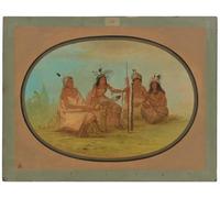XcBAIHOUD Famoso Quadri Murale Artistiche Tela un anciano jefe ojibbeway y tres guerreros de George Catlin per la Decorazione Domestica dell'ufficio 60x90cm