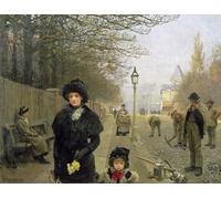 XcBAIHOUD Famoso Quadri Murale Artistiche Tela Una mañana de primavera en Haverstock Hill de George Clausen per la Decorazione Domestica dell'ufficio 60x90cm