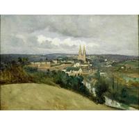 XcBAIHOUD Famoso Quadri Murale Artistiche Tela Vista general de la ciudad de Saint-lo por Jean Baptiste Camille Corot per la Decorazione Domestica dell'ufficio 60x90cm