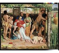 XcBAIHOUD Pittura Quadri una familia británica convertida que protege a un misionero cristiano de la persecución de los druidas por William Holman Hunt per L'arredamento del Soggiorno 60x90cm