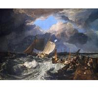 XcBAIHOUD Poster Stampa Muelleese de Calais con poissards franceses preparándose para el mar: un paquete inglés que llega por Mallord William Turner per la Decorazione Domestica dell'ufficio 60x90cm