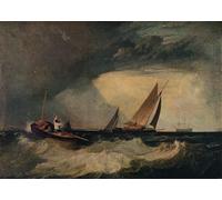 XcBAIHOUD Poster Stampa Shoeburyness Fisherman saludando a Whitstable Hoy, también conocido como el barco piloto y el rojo por Mallord William Turner per la Decorazione Domestica dell'ufficio 60x90cm