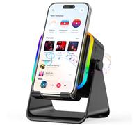 XCBUQA Altoparlante wireless a induzione e Bluetooth con supporto per telefono, ricarica di emergenza cablata, supporto regolabile a 360°, luci LED colorate, compatibile con iPhone Android, ottimo