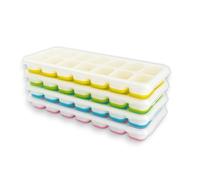 Xcdhemde® 4-Stampo Cubetti di Ghiaccio con Coperchio, Certificazione LFGB, Adatte per Whisky, Cocktail, Bevande Ghiacciate (Rosa/Blu/Giallo/Verde), Forme Ghiaccio Silicone Grado Alimentare