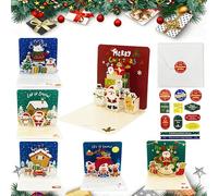 Xcdhemde® Set di 6 Biglietti d'Auguri di Natale 3D Pop-up, con Buste e Adesivi, Cartoline Piegevoli per Regalo a Bambini e Famiglia