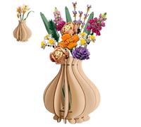 XCDMJ Bouquet Vaso per bouquet, vaso per fiori Lego, set di vasi di fiori, in legno, puzzle in legno, vaso di fiori per bouquet, contenitore da costruzione, supporto per rose lego, orchidee piante