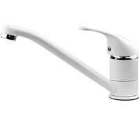 Xcel Home Rubinetto miscelatore da cucina bianco, in ottone, rotondo, per cucina, con tubi e raccordi standard britannici