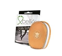 Xcellé Solette Alzatacco Autoadesive in Lattice e Pelle Naturale - 1 cm, Allevia Dolore e Previene Vesciche al Tallone - Confezione da 1 Paio (S-35/37 EU)