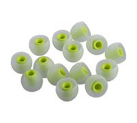 Xcessor (S 7 paia (14 pezzi) di ricambio in silicone per auricolari di piccole dimensioni, gommini di ricambio per cuffie intrauricolari popolari, trasparente/verde
