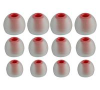 Xcessor (S/M/L, 6 paia (12 pezzi) di ricambio in silicone per auricolari intrauricolari S/M/L. Cuscinetti di ricambio per cuffie intrauricolari popolari, trasparente/rosso
