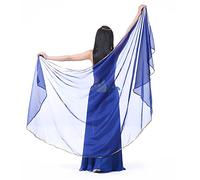 XChangeFun Sciarpa a semicerchio in chiffon per la danza del ventre, costume da danza del ventre, sciarpa per anca, paillettes, scialli dorati e veli, Blu scuro, 98.43 x 47.24 inch (250cm*120cm)