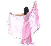 XChangeFun Sciarpa a semicerchio in chiffon per la danza del ventre, costume da danza del ventre, sciarpa per anca, paillettes, scialli dorati e veli, Rosa, 98.43 x 47.24 inch (250cm*120cm)
