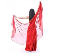 XChangeFun Sciarpa a semicerchio in chiffon per la danza del ventre, costume da danza del ventre, sciarpa per anca, paillettes, scialli dorati e veli, Rosso, 98.43 x 47.24 inch (250cm*120cm)
