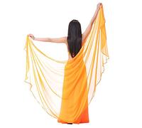 XChangeFun Sciarpa a semicerchio in chiffon per la danza del ventre, costume da danza del ventre, sciarpa per anca, paillettes, scialli dorati e veli, Arancione fosforescente, 98.43 x 47.24 inch
