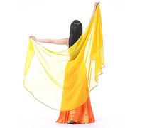 XChangeFun Sciarpa semicircolare in chiffon per danza del ventre, costume outfit, sciarpa per fianchi con bordatura di paillettes dorate, scialli e veli, Giallo, 98.43 x 47.24 inch (250cm*120cm)