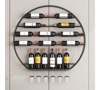 XCHSXYL Portabottiglie da Parete - Mensola portabottiglie da Appendere in Metallo, Elegante portabottiglie Rotondo per Bar di casa, Non Richiede Montaggio (Nero, 80 cm)