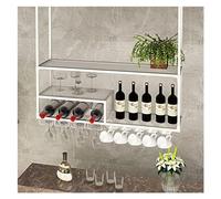 XCHSXYL Portabottiglie sospeso per Piante, portabottiglie in Ferro battuto, espositore da soffitto con griglia a Doppio Strato per Piante, Vino e Libri, Elegante Decorazione per