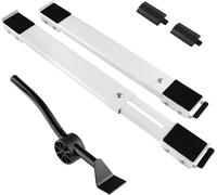 XCKJYDCDB 2 pezzi basi per lavatrice con sollevatori per mobili e ruote (capacità di carico 300 kg), rotelle per mobili con freno, per lavatrici, frigoriferi, lavastoviglie (Weiß mit Möbelheber)