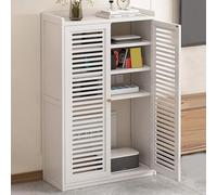 XCLOOZGL Armadio Porta Router WiFi in bambù con Ripiani Regolabili Armadio Multifunzionale Indipendente con 2 Ante Scatola Nascosta per Router WiFi per Camera Soggiorno E Uffici,Bianca,59 * 25 * 97cm