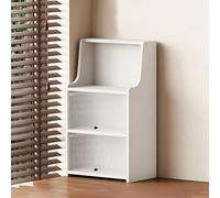 XCLOOZGL Credenza da Cucina in Legno Massello, Mobile Contenitore per Bottiglie, Piatti, Ciotole, Consolle, Armadio Portapane, Portatazze, Angolo caffè Domestico, Librerie da Ufficio,Bianca,3 Tier