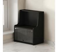 XCLOOZGL Credenza da Cucina in Legno Massello, Mobile Contenitore per Bottiglie, Piatti, Ciotole, Consolle, Armadio Portapane, Portatazze, Angolo caffè Domestico, Librerie da Ufficio,Nero,2 Tier