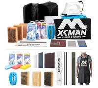 XCMAN Kit Completo per la Messa a Punto e la Sciolinatura di Sci e Snowboard con Ferro per Sciolinatura, Accordatore per la Sciolina, Raschietto per Sciolina, PTEX, Sciolina