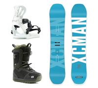 XCMAN Pacchetto Completo da Snowboard da Uomo Azure Drifts Premium + Attacchi 360 seco Pro + Scarponi MOZ Dual-Dial, All Terrain per Principianti