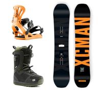 XCMAN Pacchetto Completo da Snowboard da Uomo Ember Nocturne Premium + Attacchi 360 seco Pro + Scarponi MOZ Dual-Dial, All Terrain per Principianti